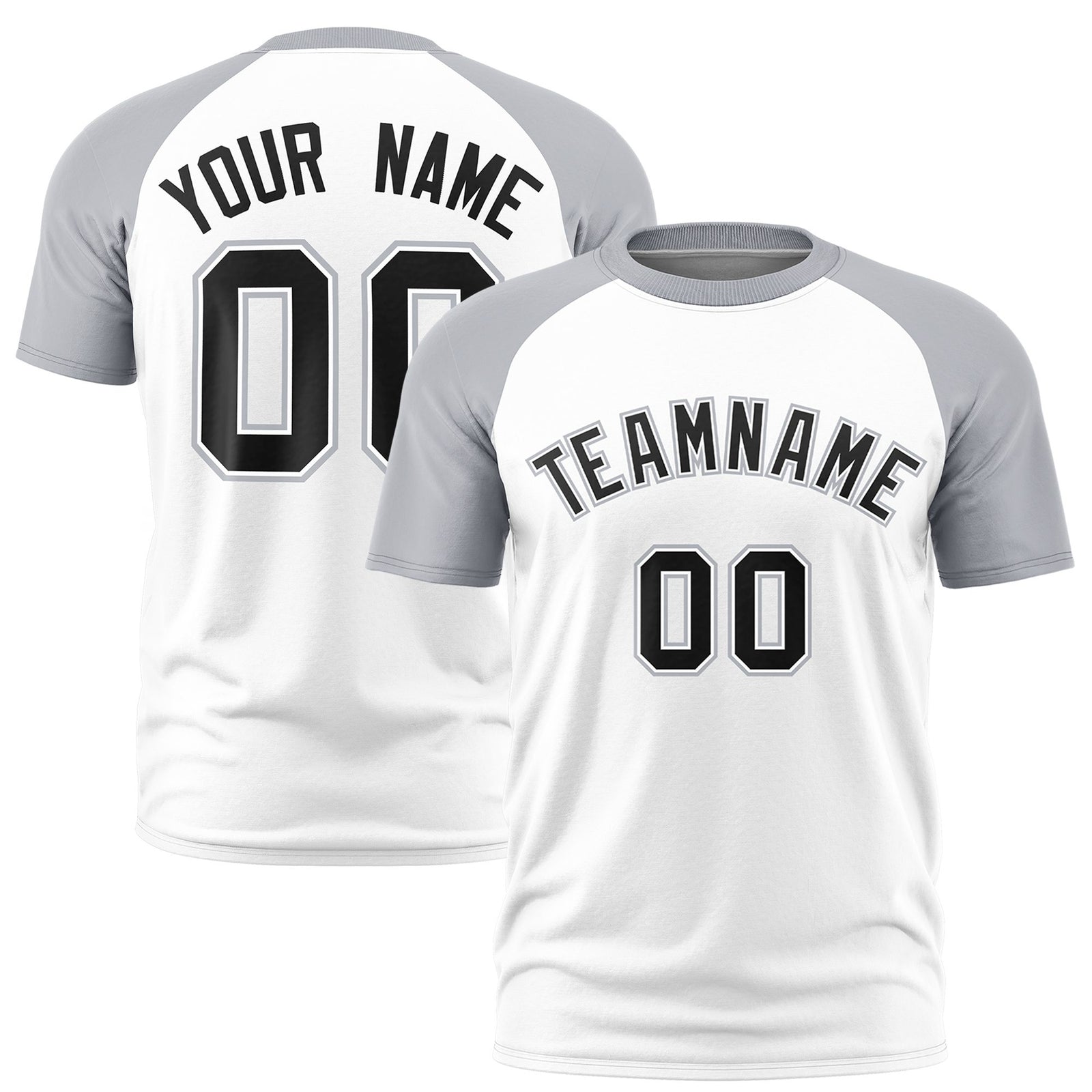 Custom White Gray Raglan Sleeves Performance T-Shirt