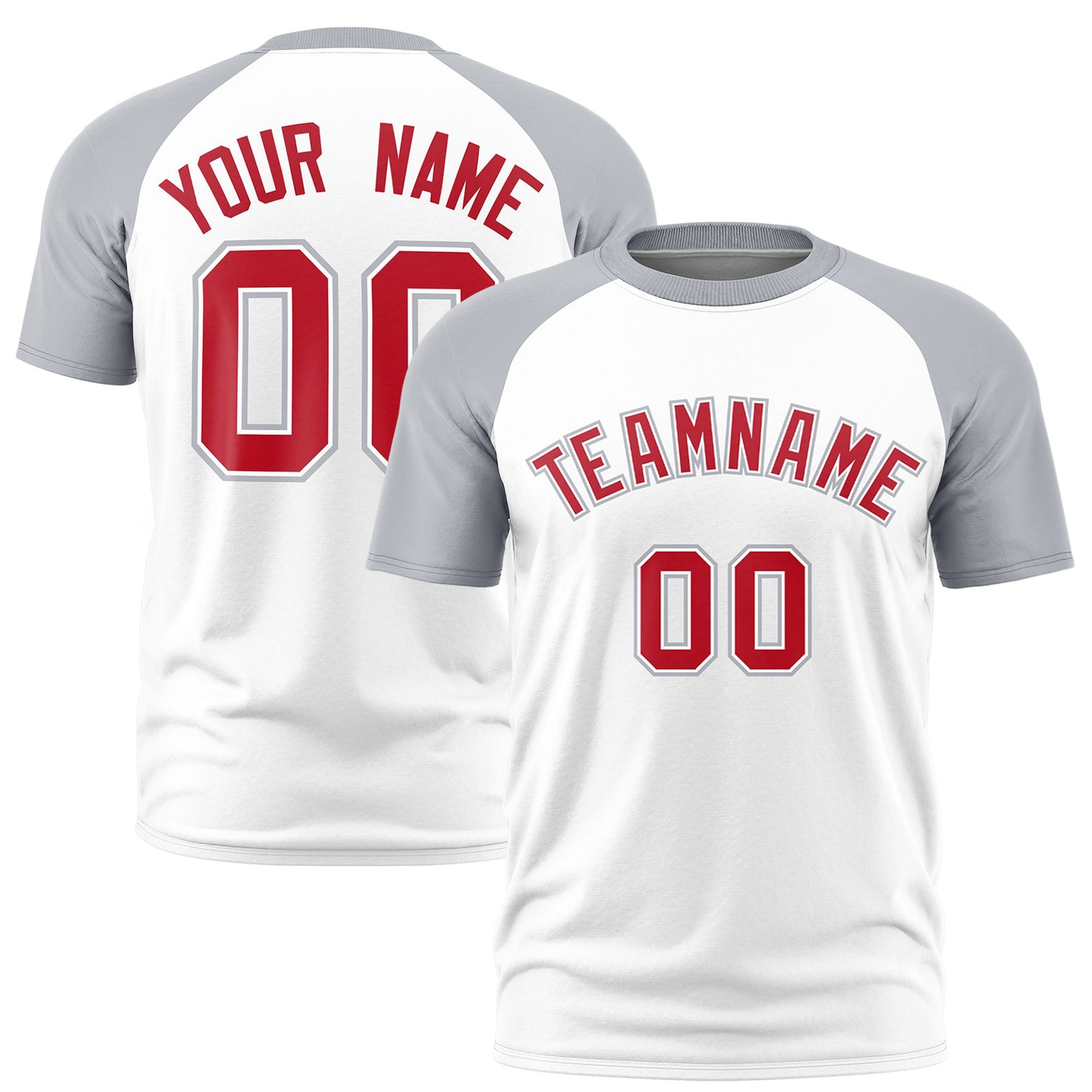 Custom White Gray Raglan Sleeves Performance T-Shirt
