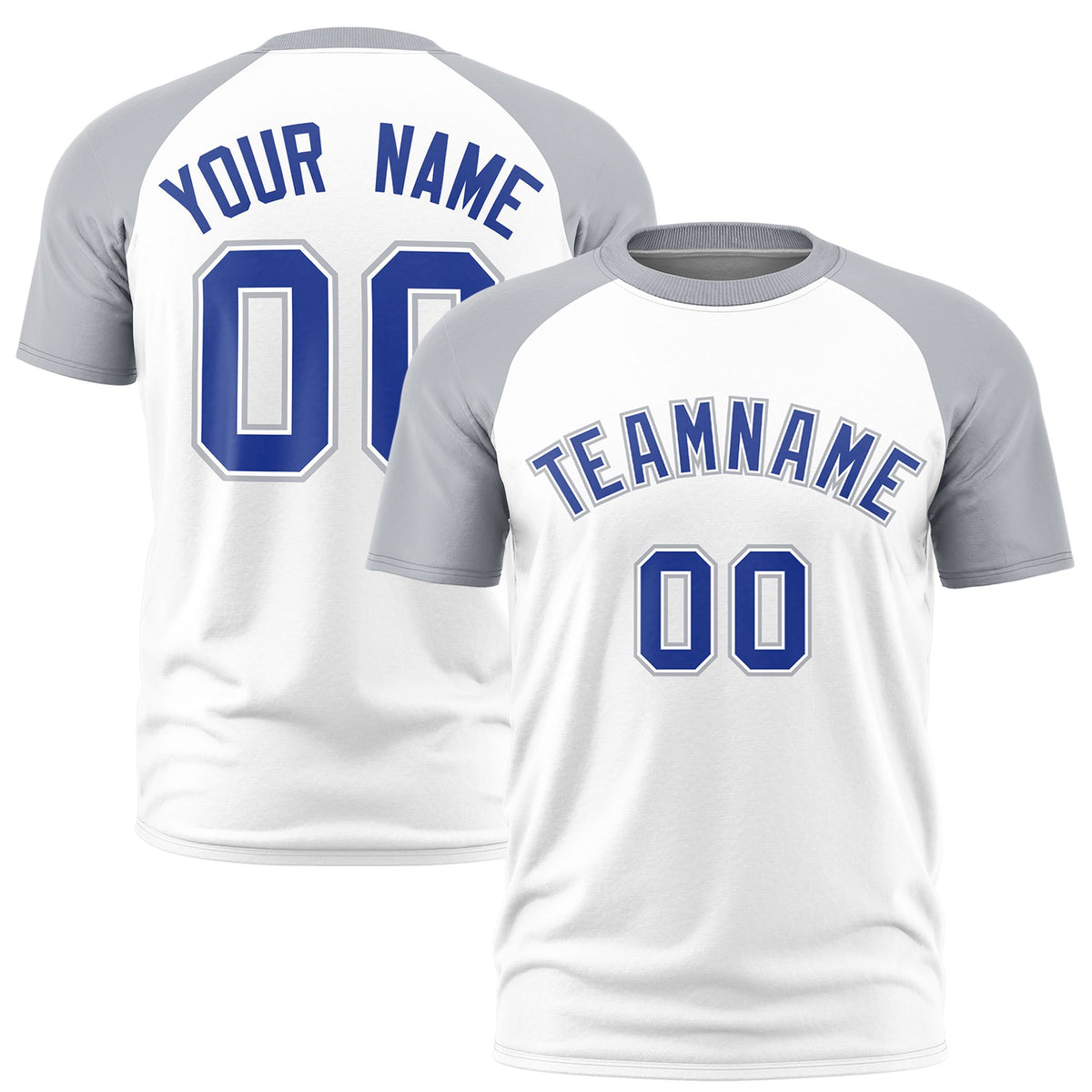 Custom White Gray Raglan Sleeves Performance T-Shirt