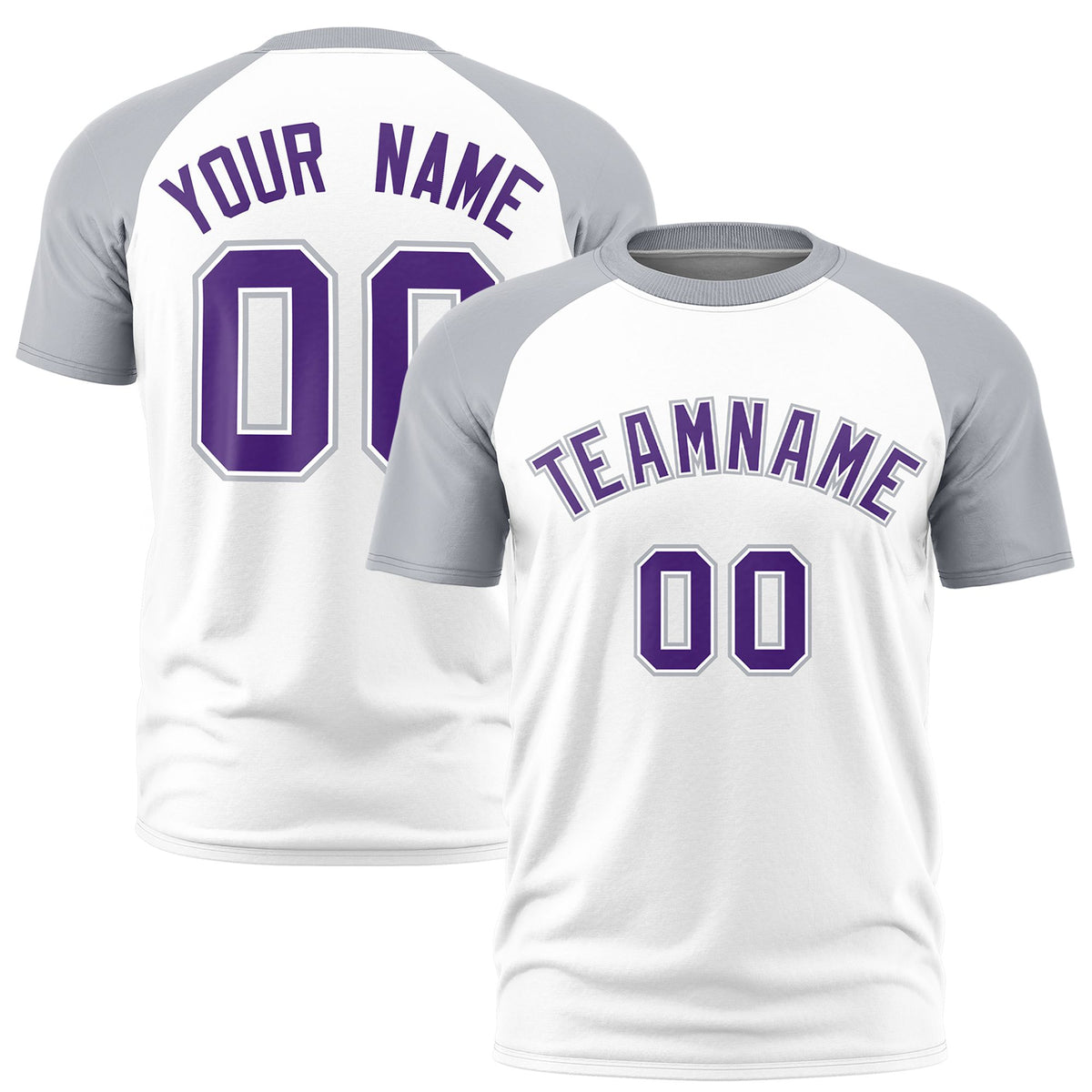 Custom White Gray Raglan Sleeves Performance T-Shirt