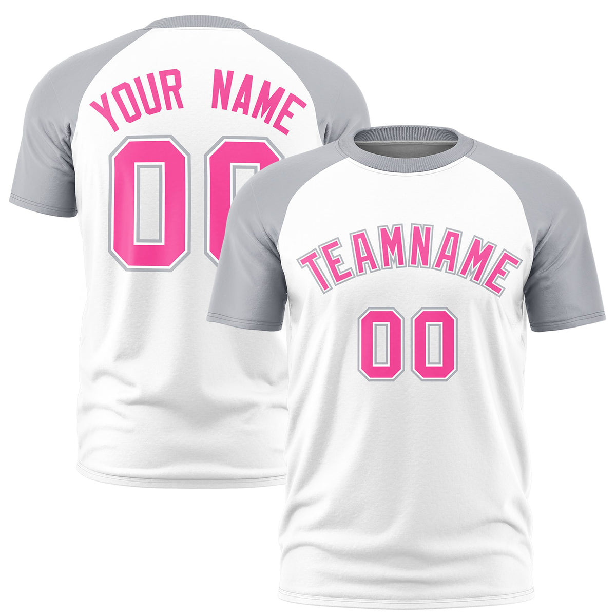 Custom White Gray Raglan Sleeves Performance T-Shirt