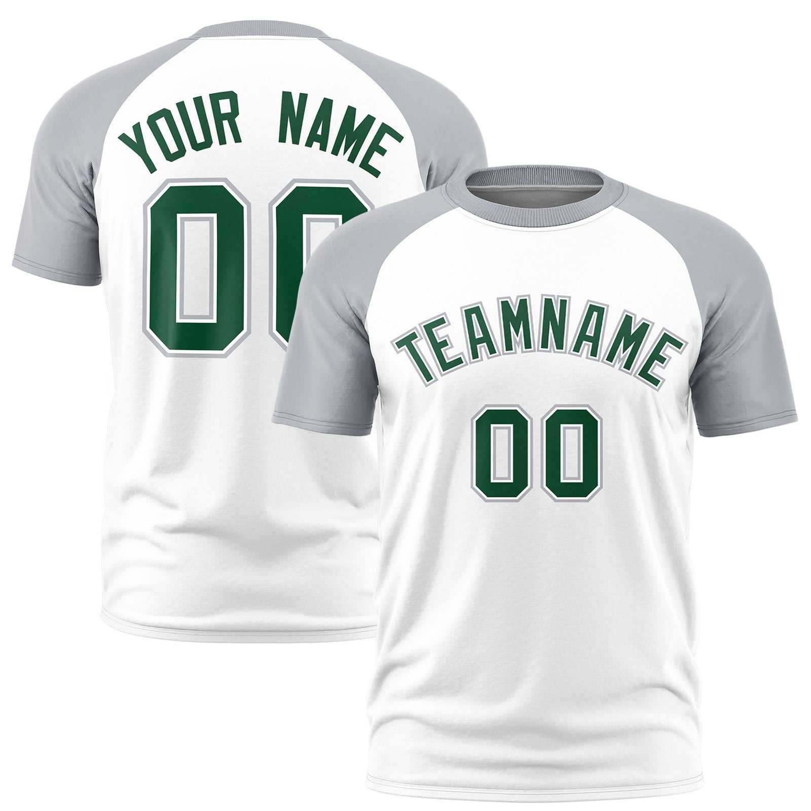 Custom White Gray Raglan Sleeves Performance T-Shirt
