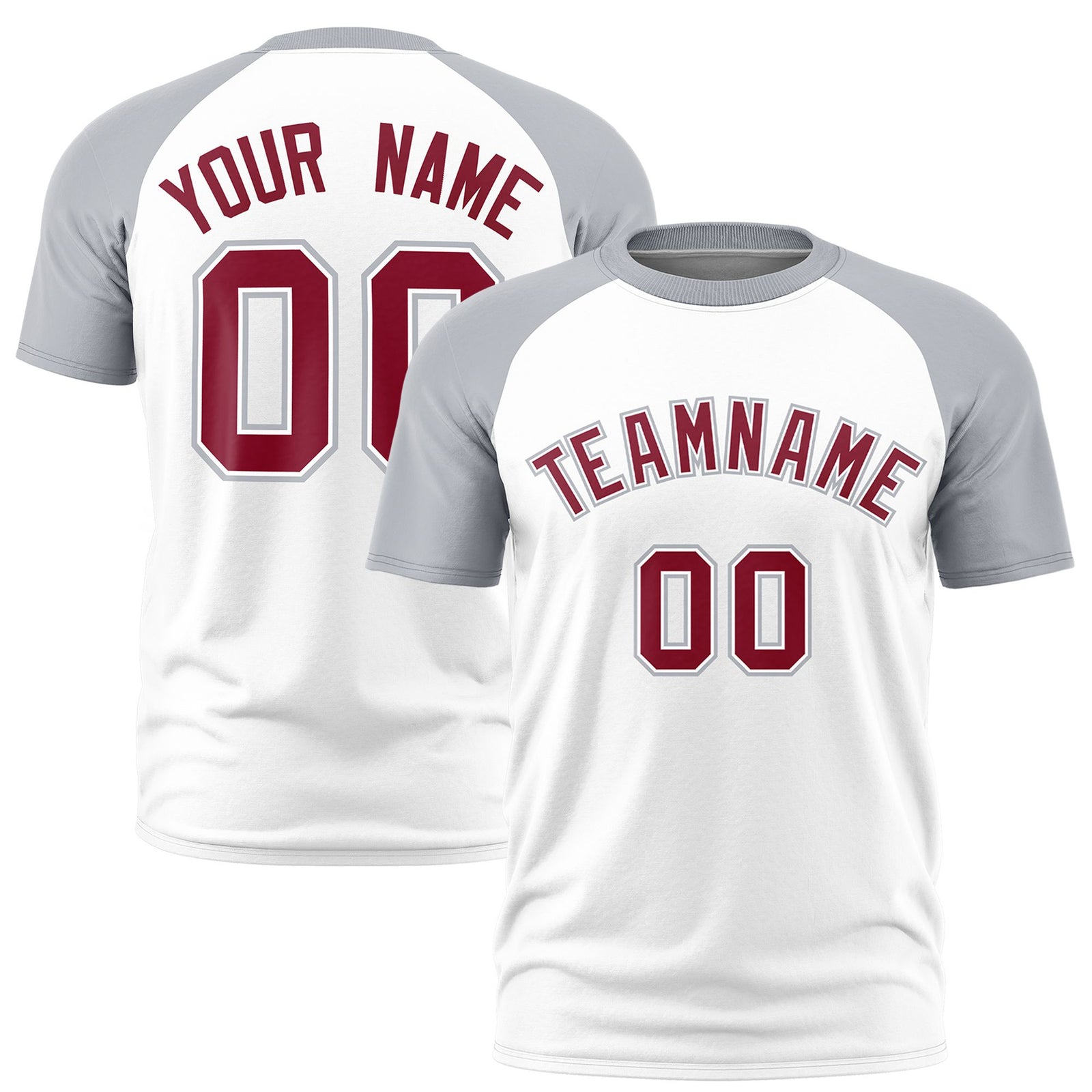 Custom White Gray Raglan Sleeves Performance T-Shirt