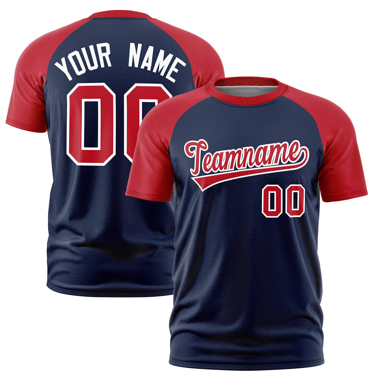 Custom White Red Raglan Sleeves Performance T-Shirt