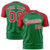 Custom Kelly Green Red Raglan Sleeves Performance T-Shirt