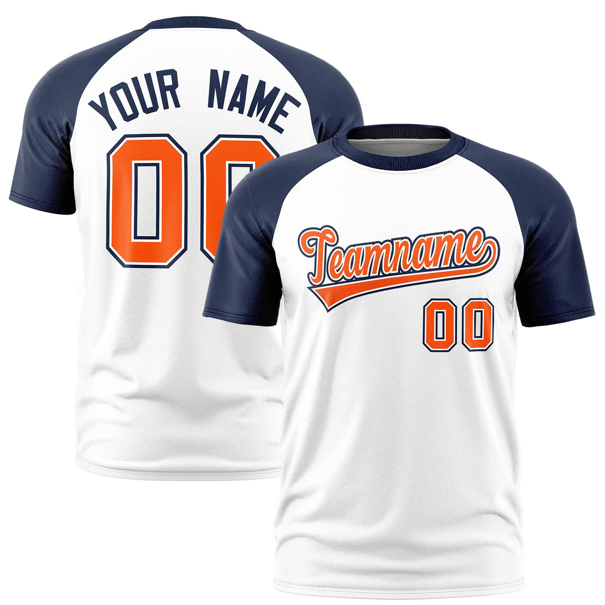 Custom White Navy Raglan Sleeves Performance T-Shirt