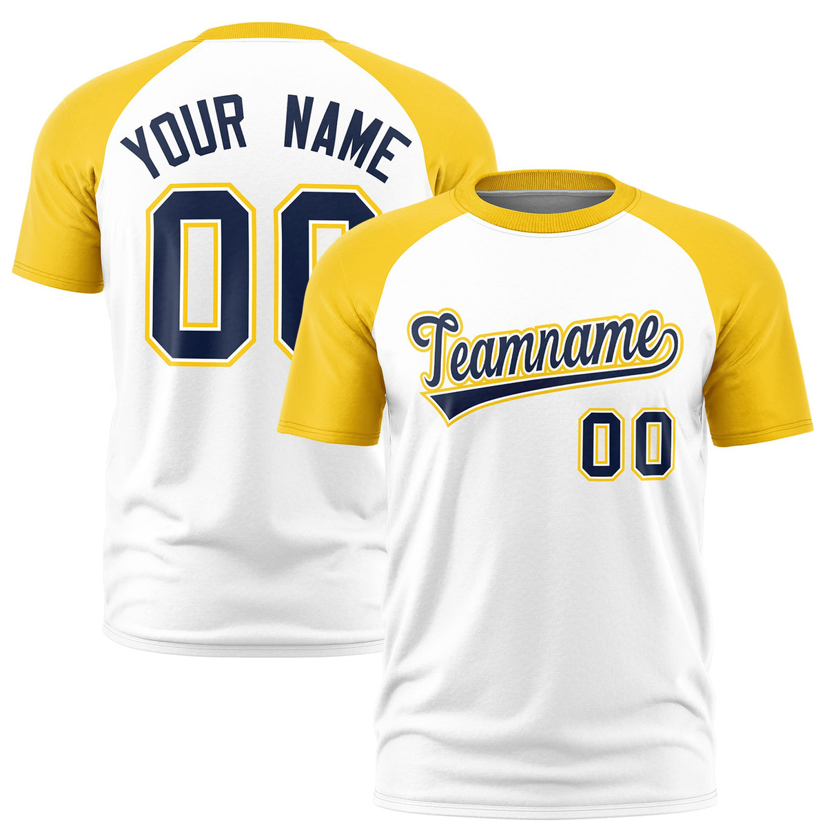 Custom White Gold Raglan Sleeves Performance T-Shirt