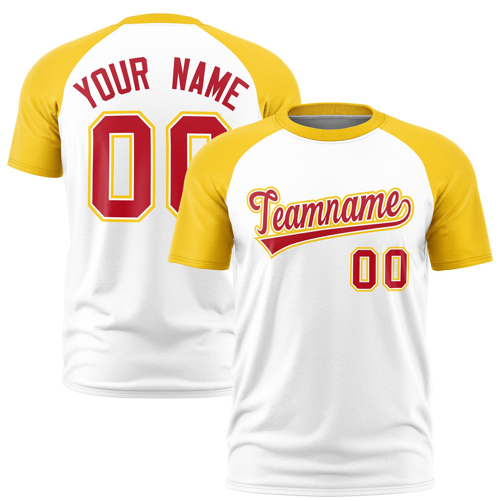 Custom White Gold Raglan Sleeves Performance T-Shirt