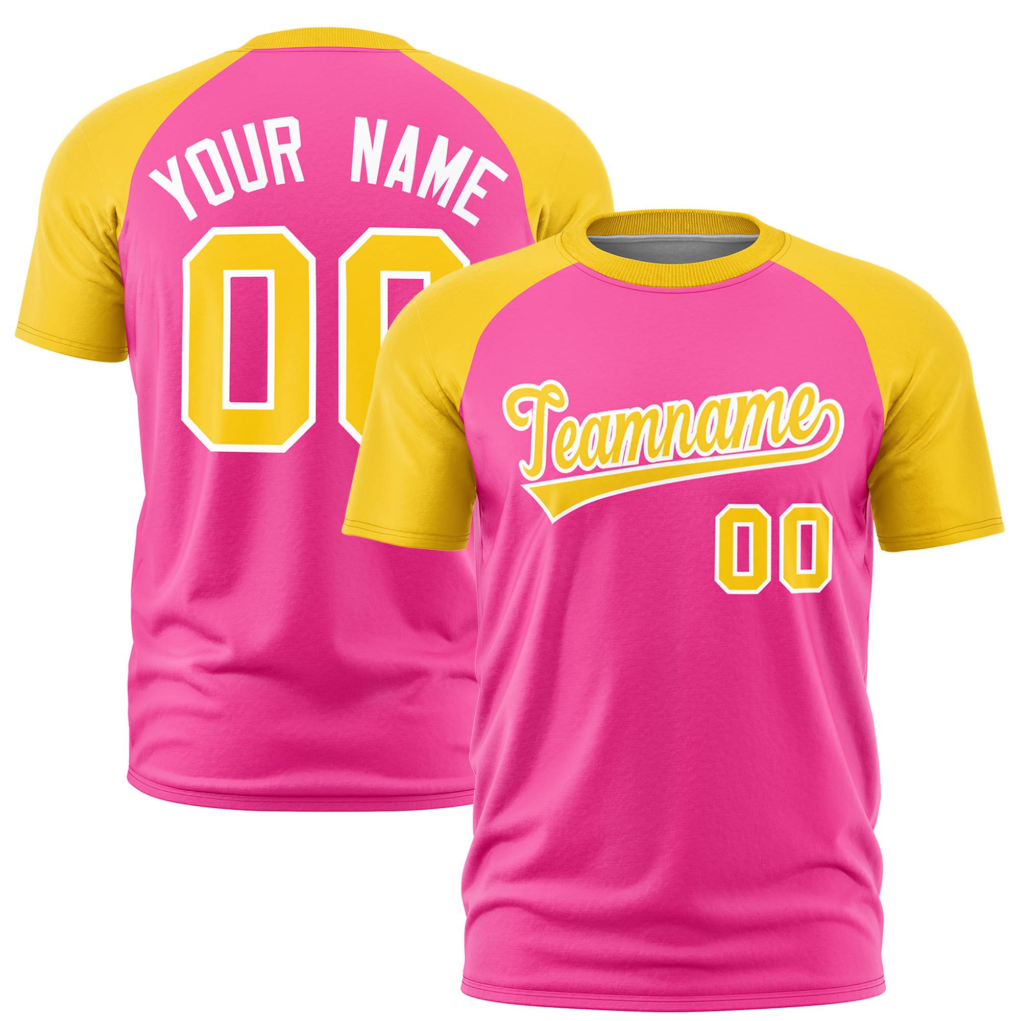 Custom Pink Gold Raglan Sleeves Performance T-Shirt