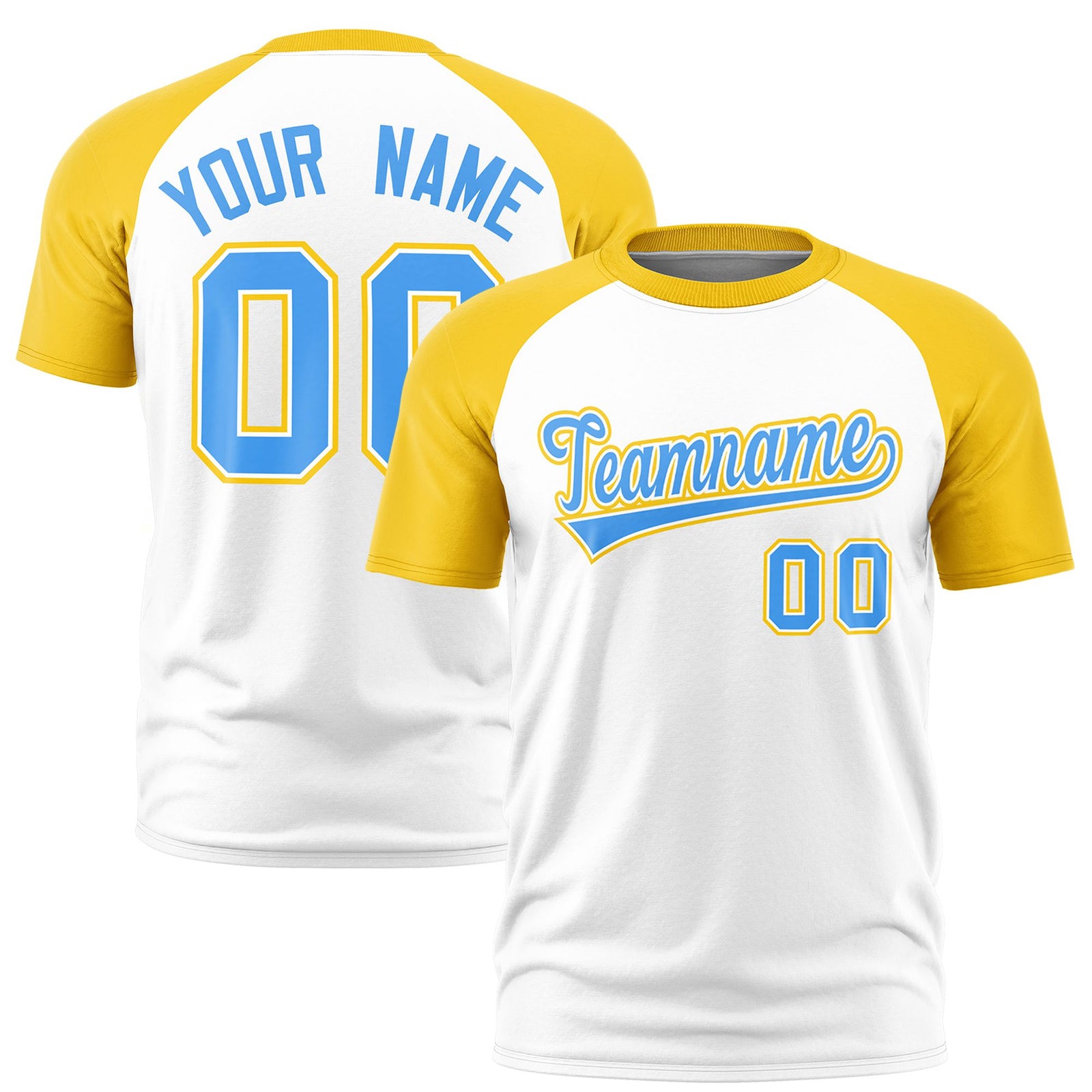 Custom White Gold Raglan Sleeves Performance T-Shirt