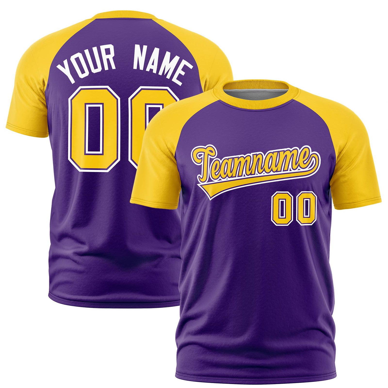 Custom Purple Gold Raglan Sleeves Performance T-Shirt
