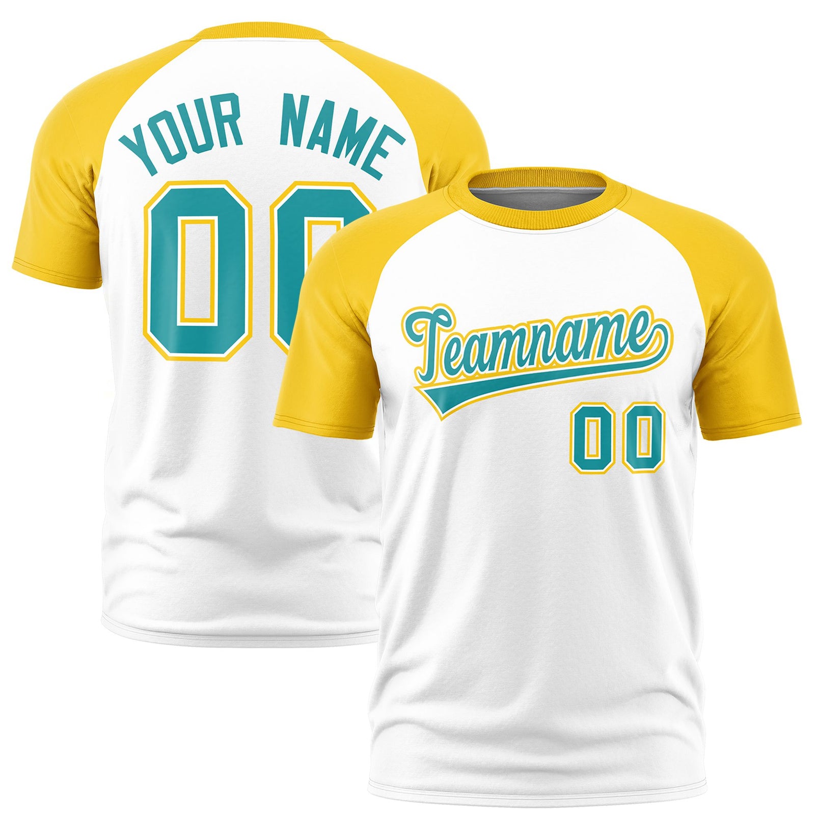 Custom White Gold Raglan Sleeves Performance T-Shirt