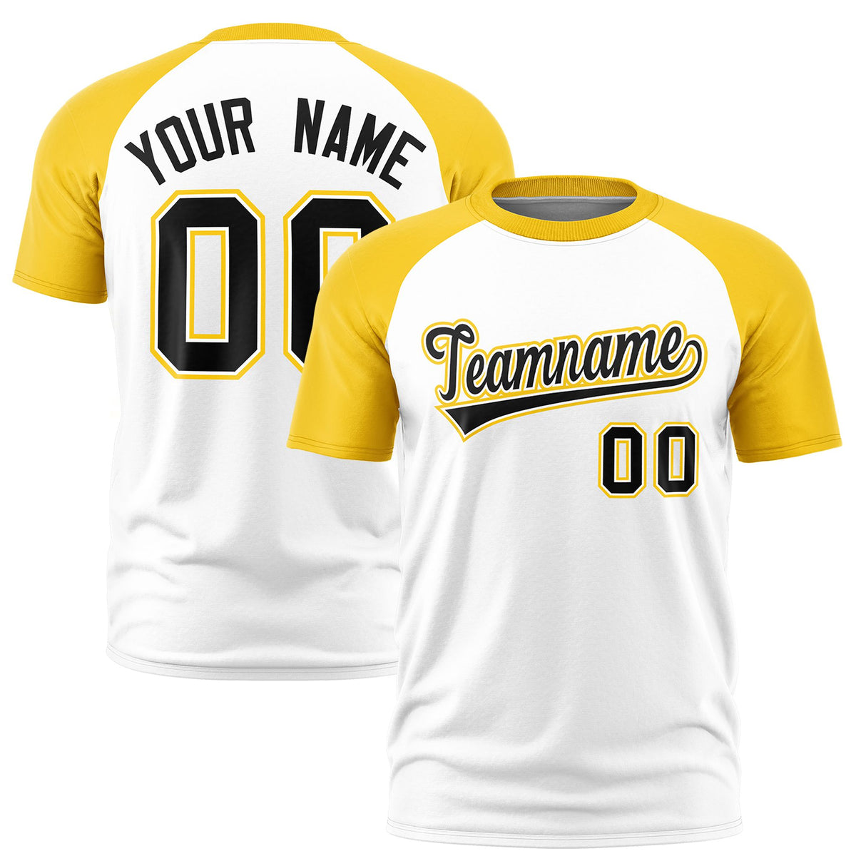 Custom White Gold Raglan Sleeves Performance T-Shirt