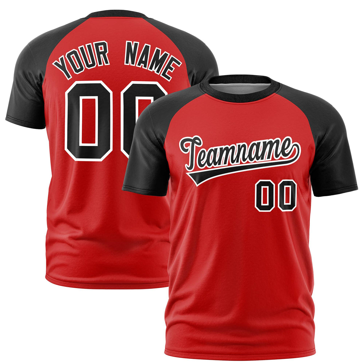 Custom White Black Raglan Sleeves Performance T-Shirt