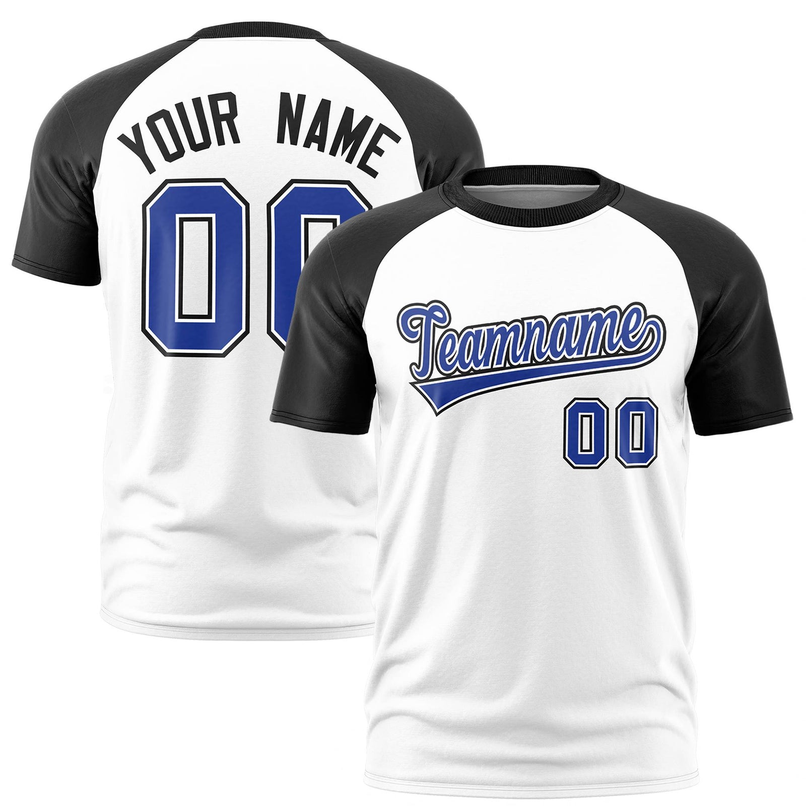 Custom White Black Raglan Sleeves Performance T-Shirt