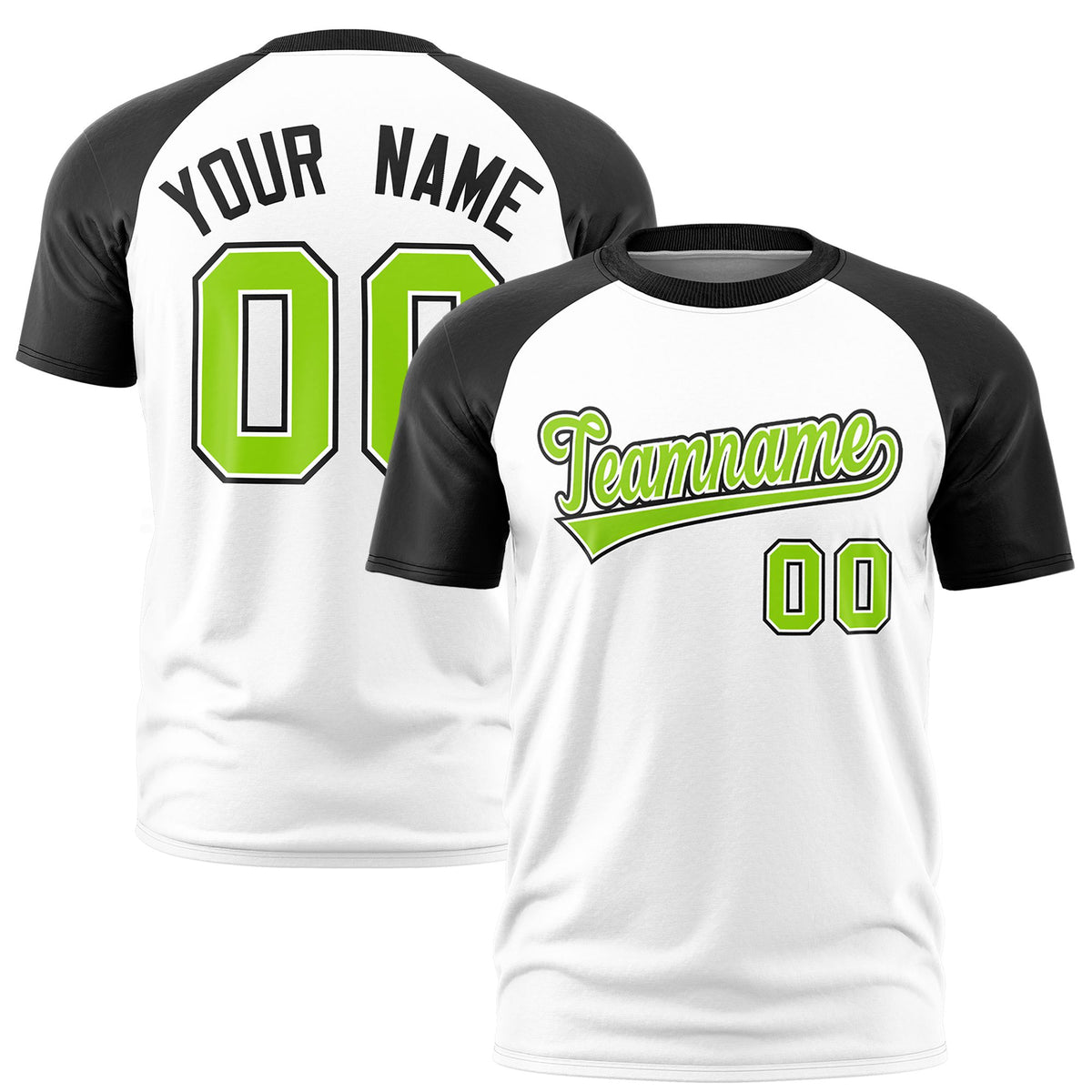 Custom White Black Raglan Sleeves Performance T-Shirt