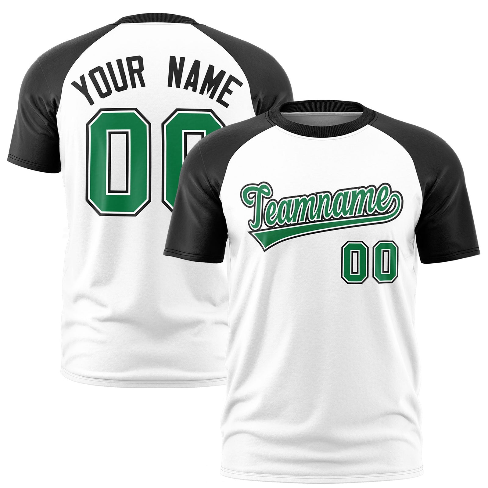 Custom White Black Raglan Sleeves Performance T-Shirt