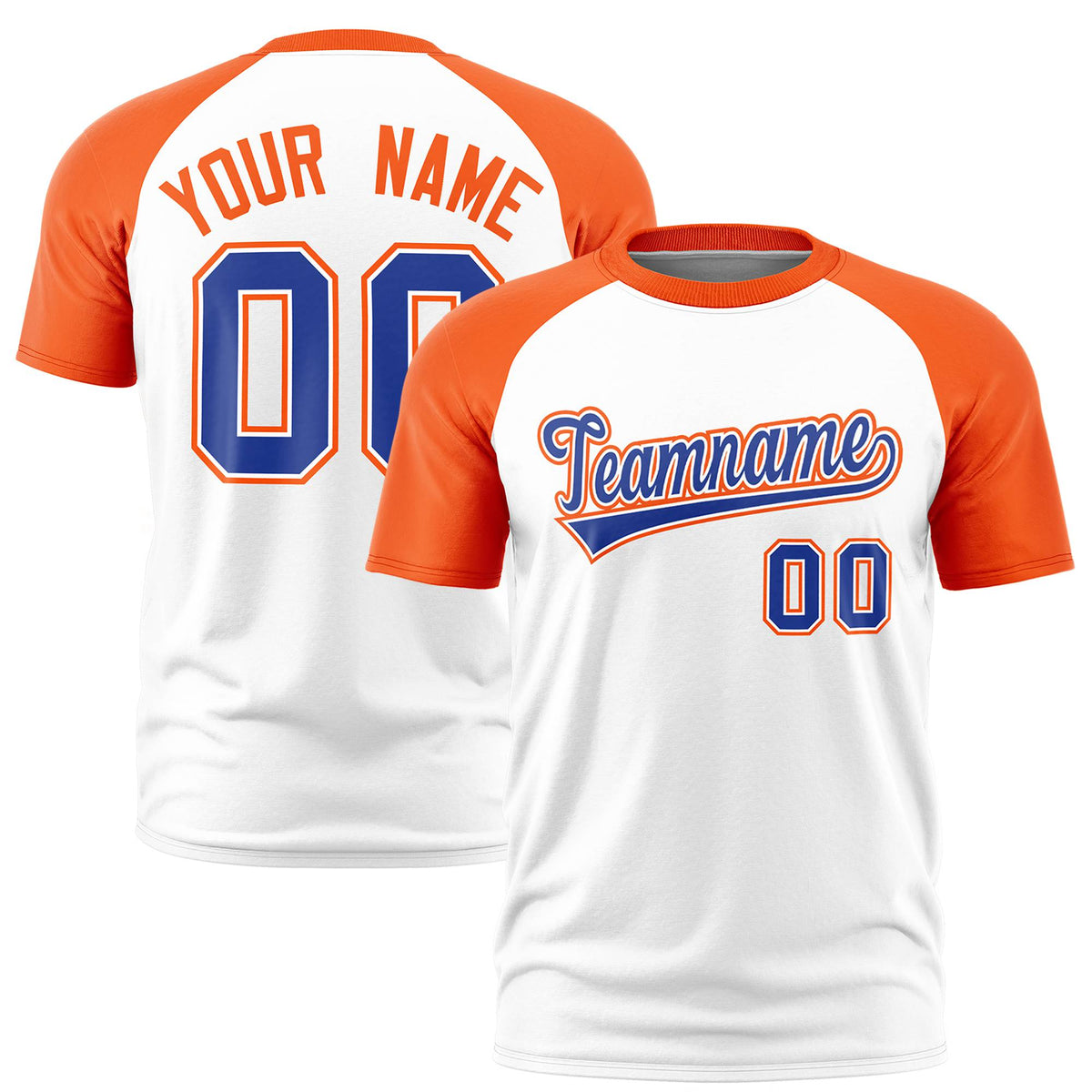 Custom White Orange Raglan Sleeves Performance T-Shirt