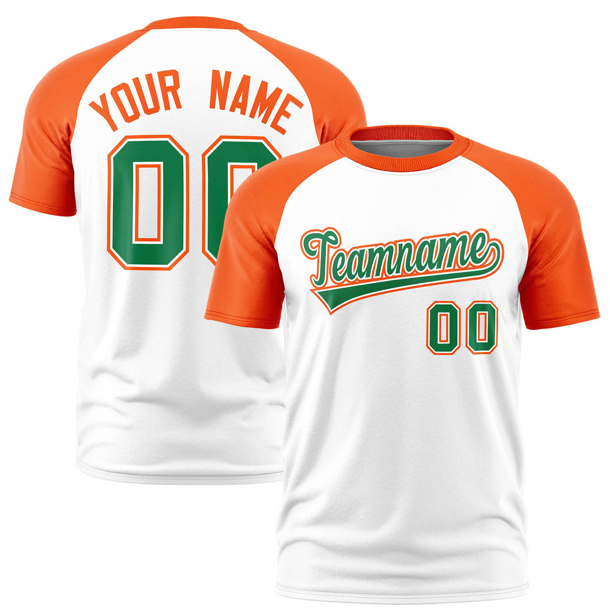 Custom White Orange Raglan Sleeves Performance T-Shirt