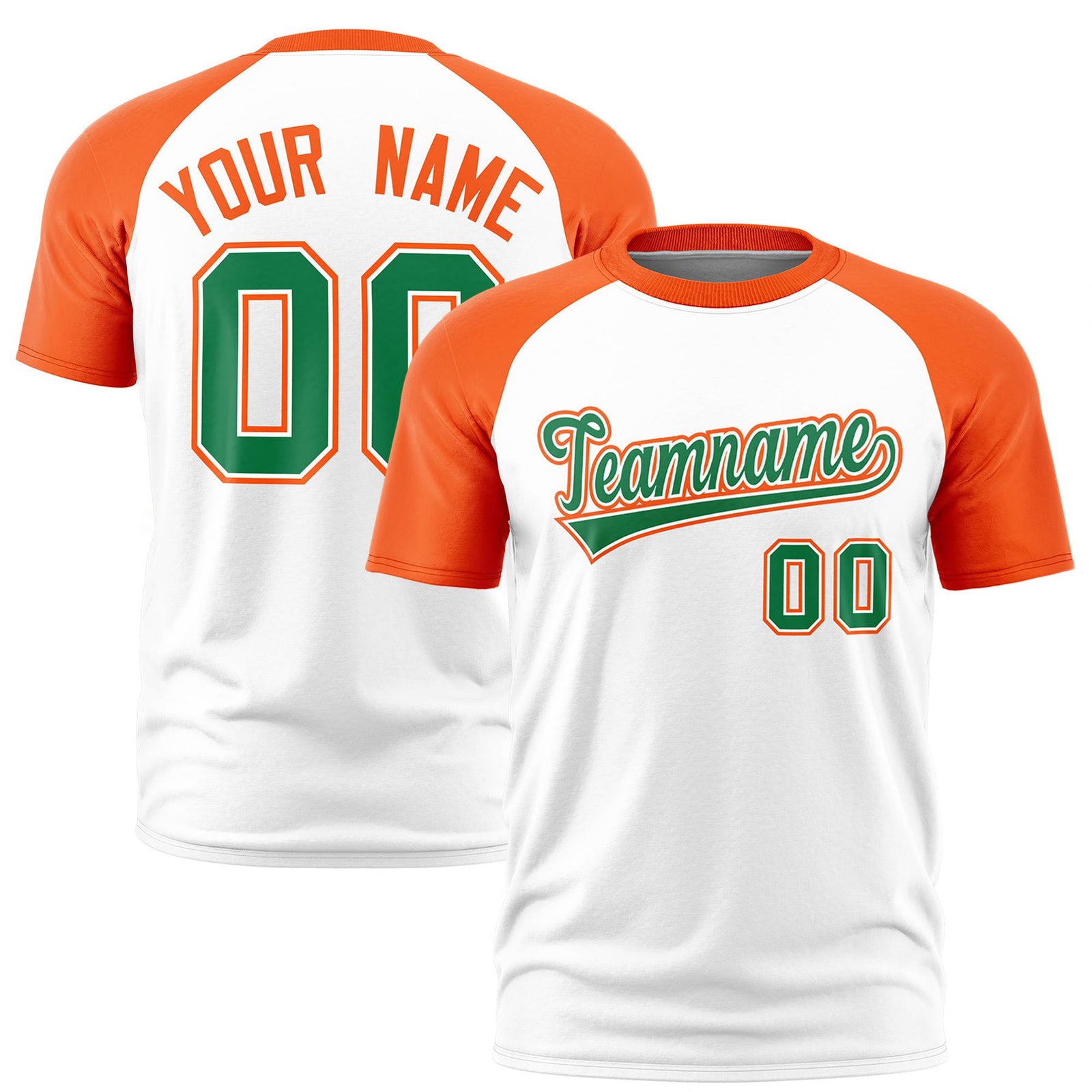Custom White Orange Raglan Sleeves Performance T-Shirt