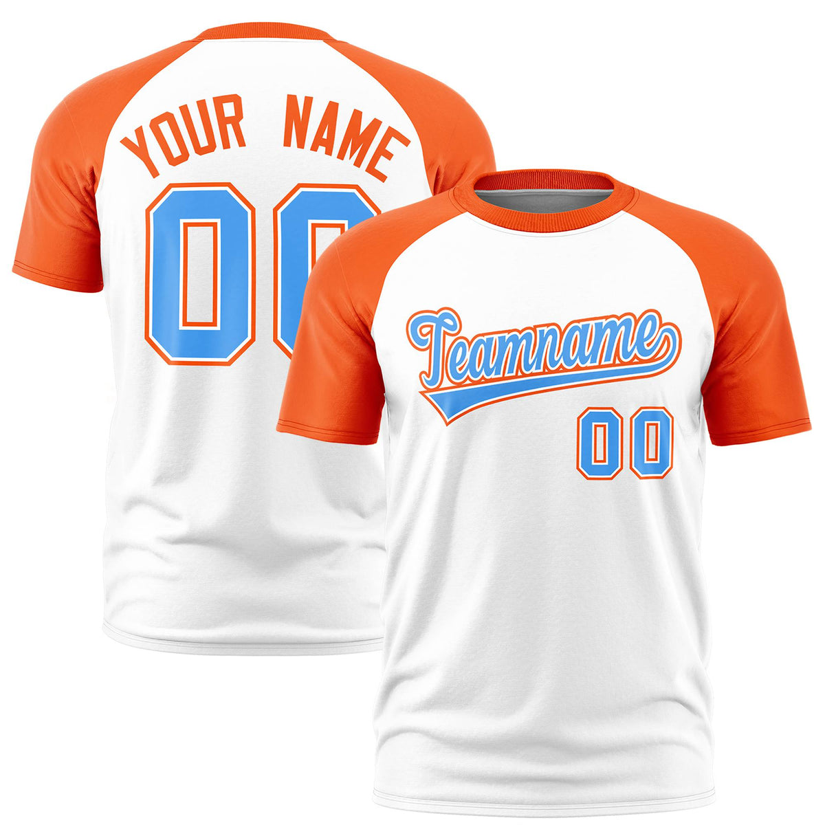 Custom White Orange Raglan Sleeves Performance T-Shirt