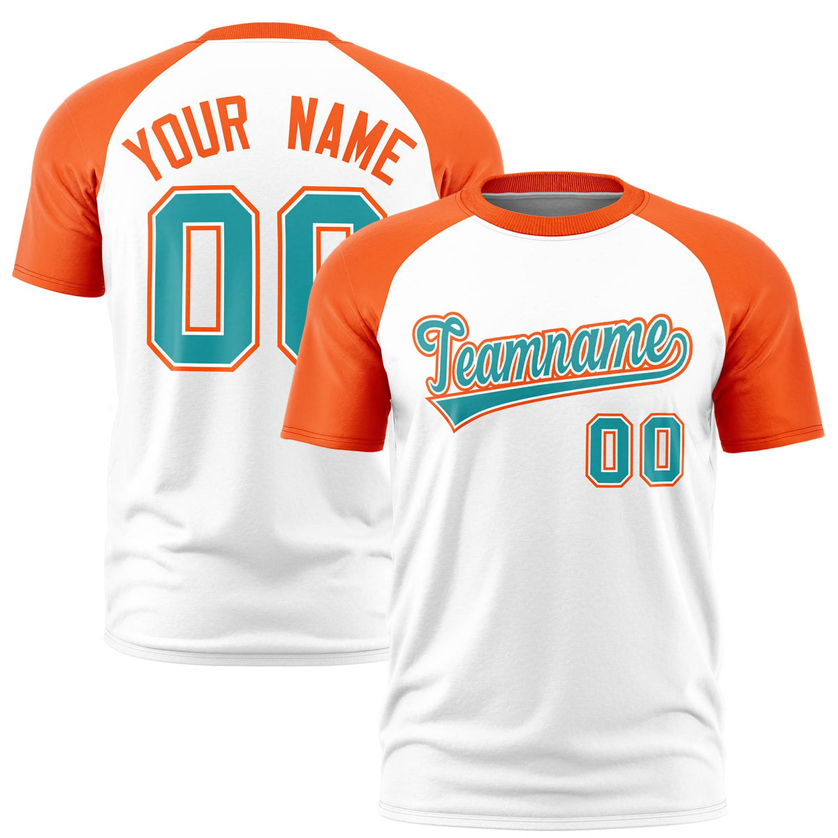 Custom White Orange Raglan Sleeves Performance T-Shirt