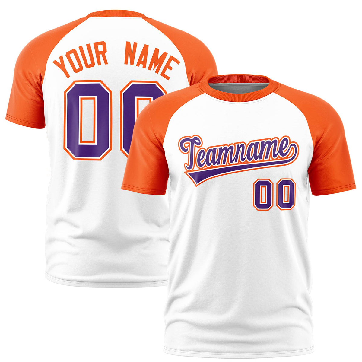 Custom White Orange Raglan Sleeves Performance T-Shirt