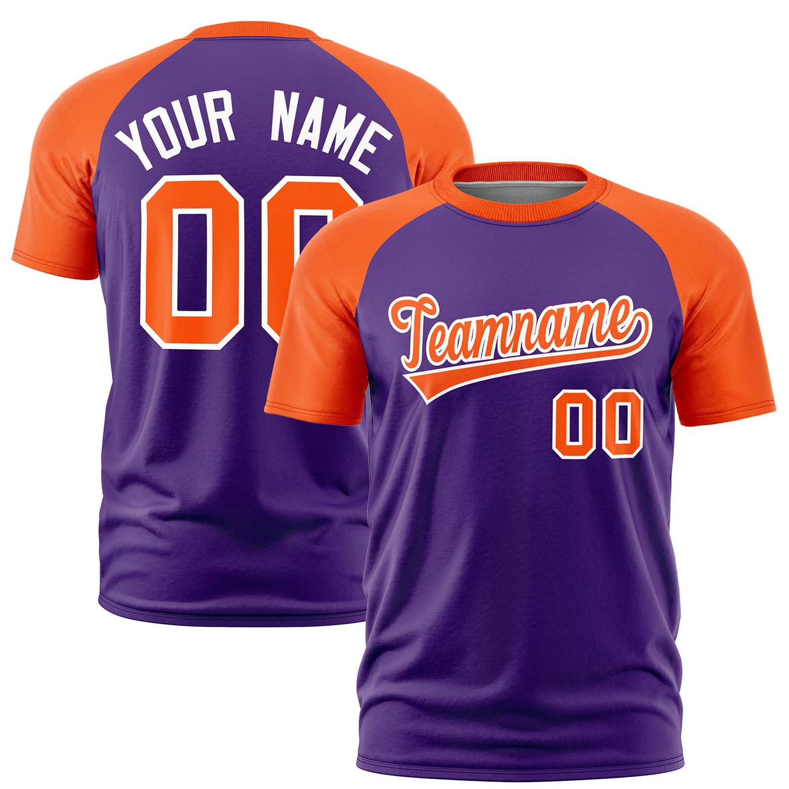 Custom Purple Orange Raglan Sleeves Performance T-Shirt