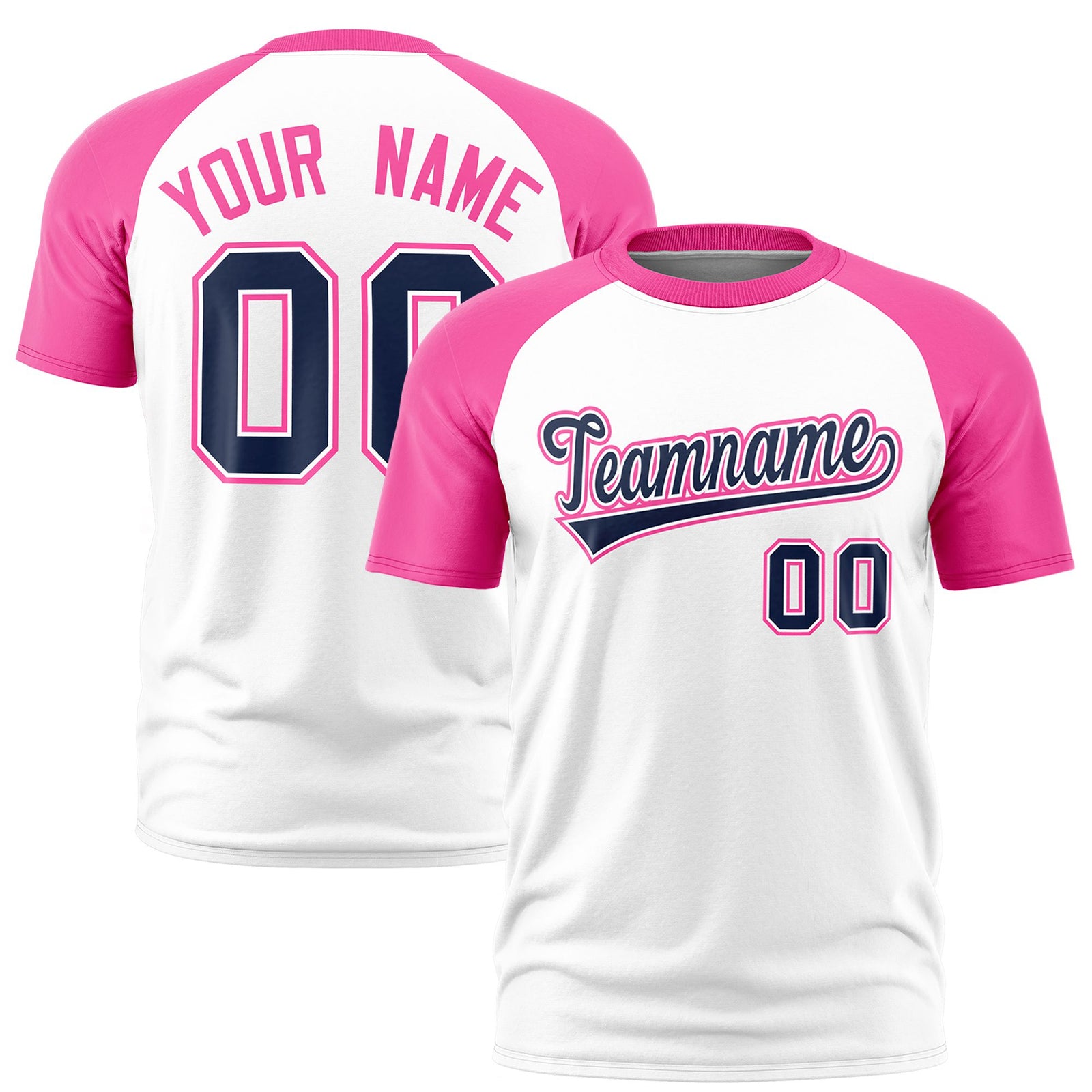 Custom White Pink Raglan Sleeves Performance T-Shirt