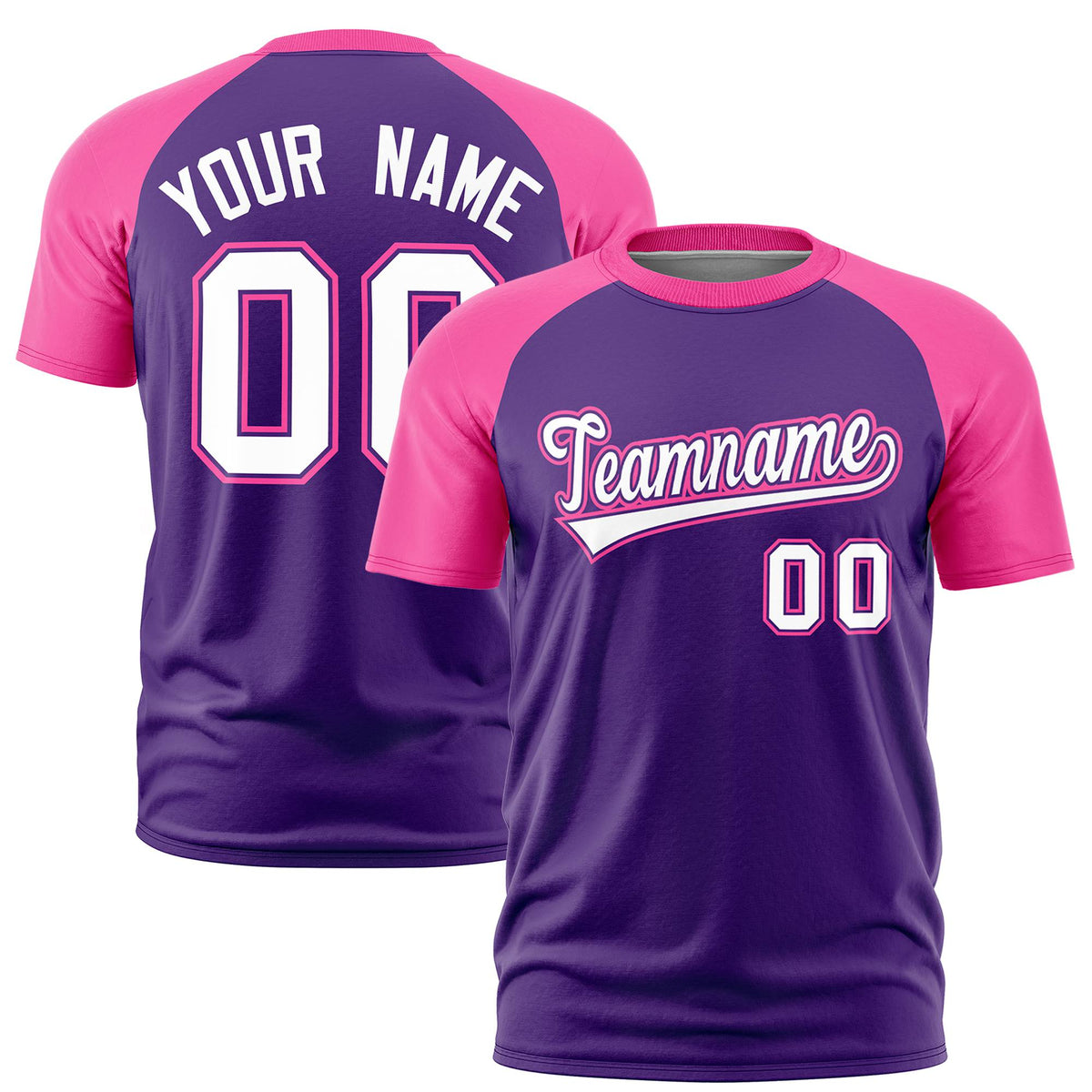 Custom Purple Pink Raglan Sleeves Performance T-Shirt