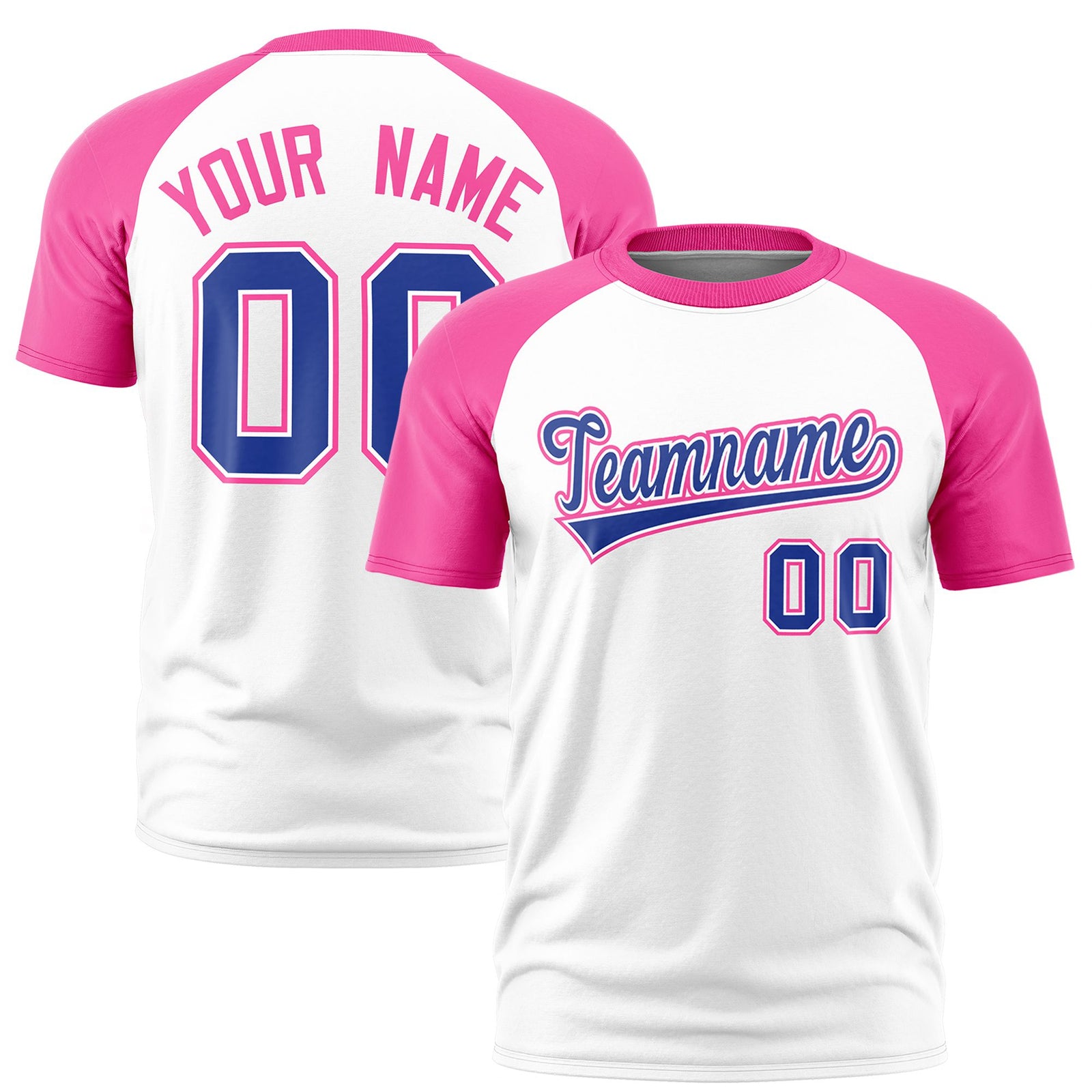 Custom White Pink Raglan Sleeves Performance T-Shirt