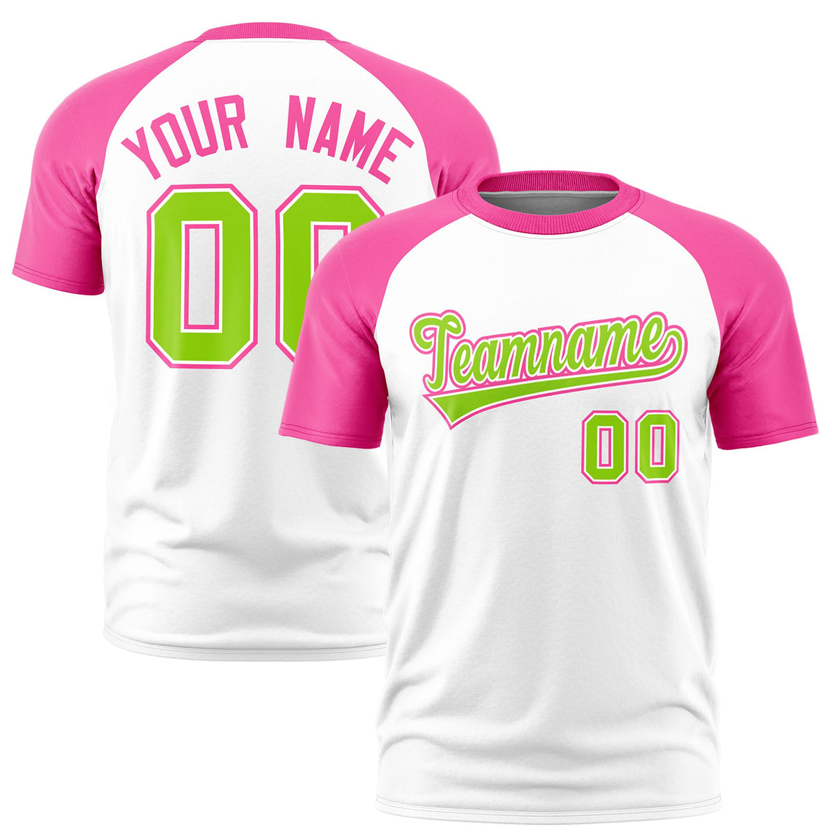 Custom White Pink Raglan Sleeves Performance T-Shirt