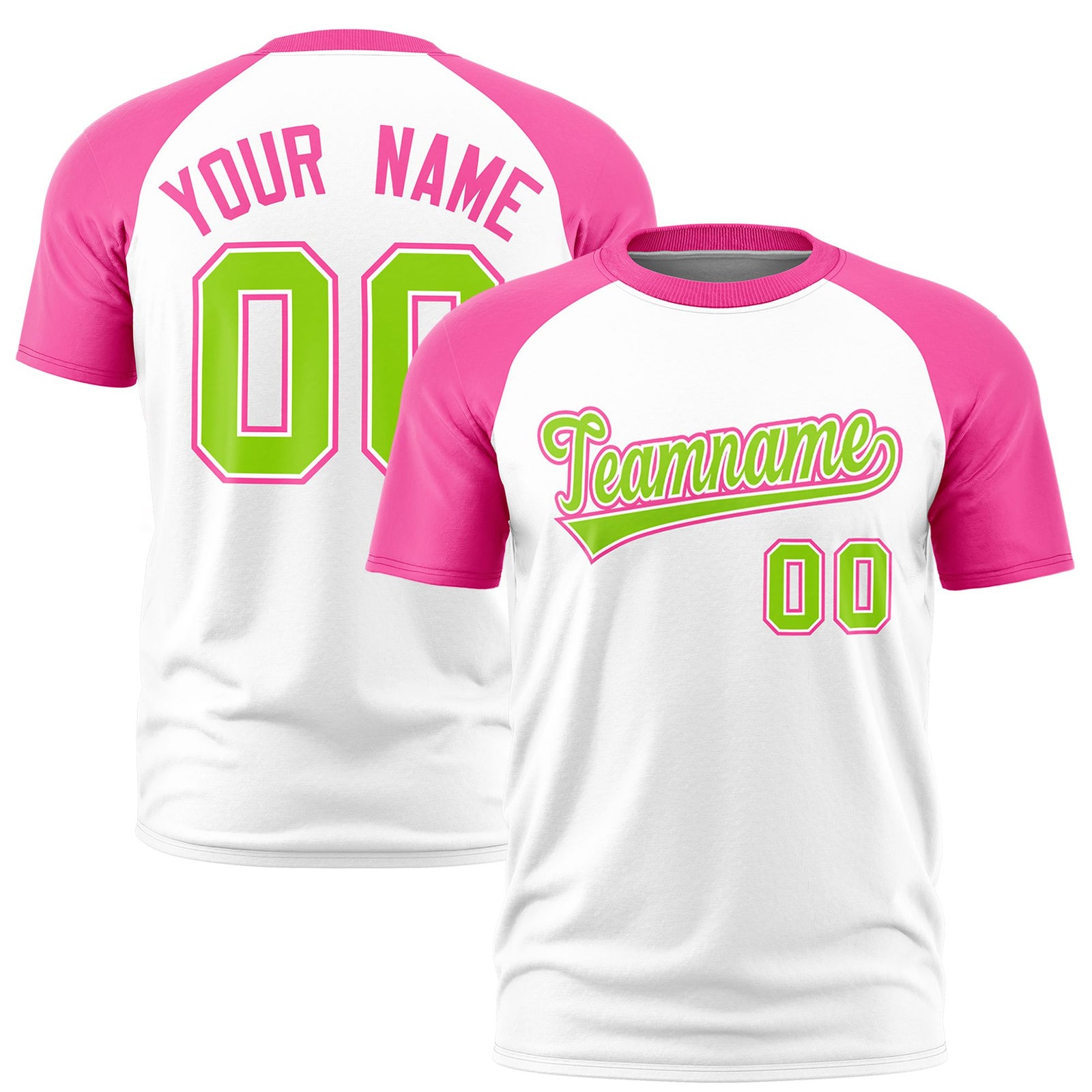 Custom White Pink Raglan Sleeves Performance T-Shirt
