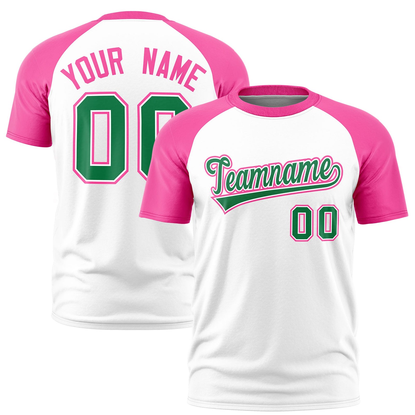 Custom White Pink Raglan Sleeves Performance T-Shirt