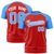 Custom Red Powder Blue Raglan Sleeves Performance T-Shirt