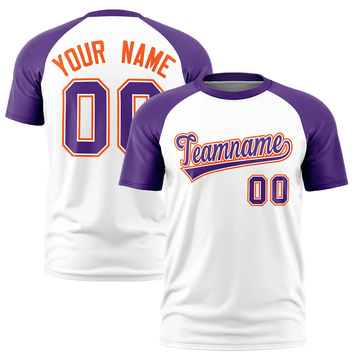 Custom White Purple Raglan Sleeves Performance T-Shirt