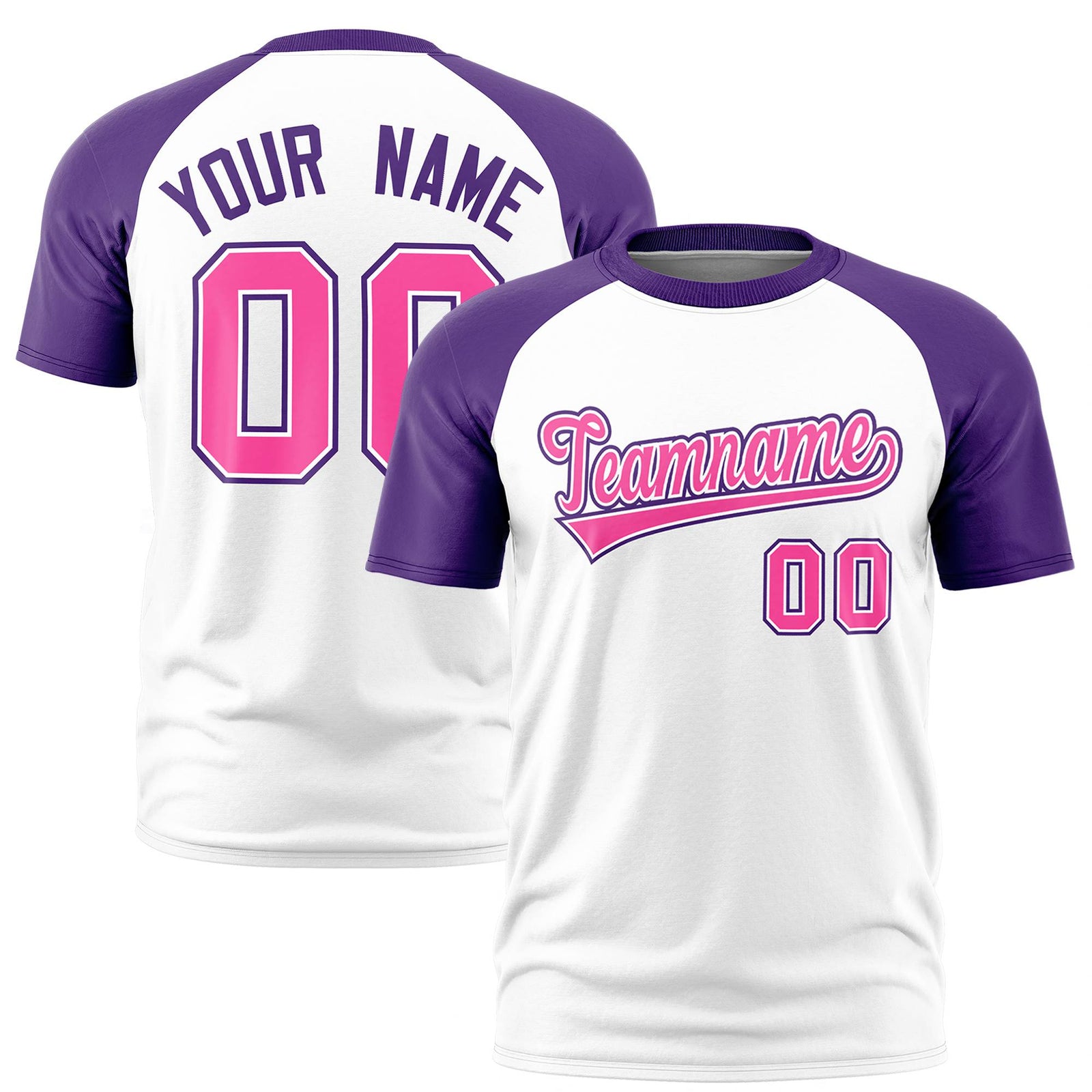 Custom White Purple Raglan Sleeves Performance T-Shirt