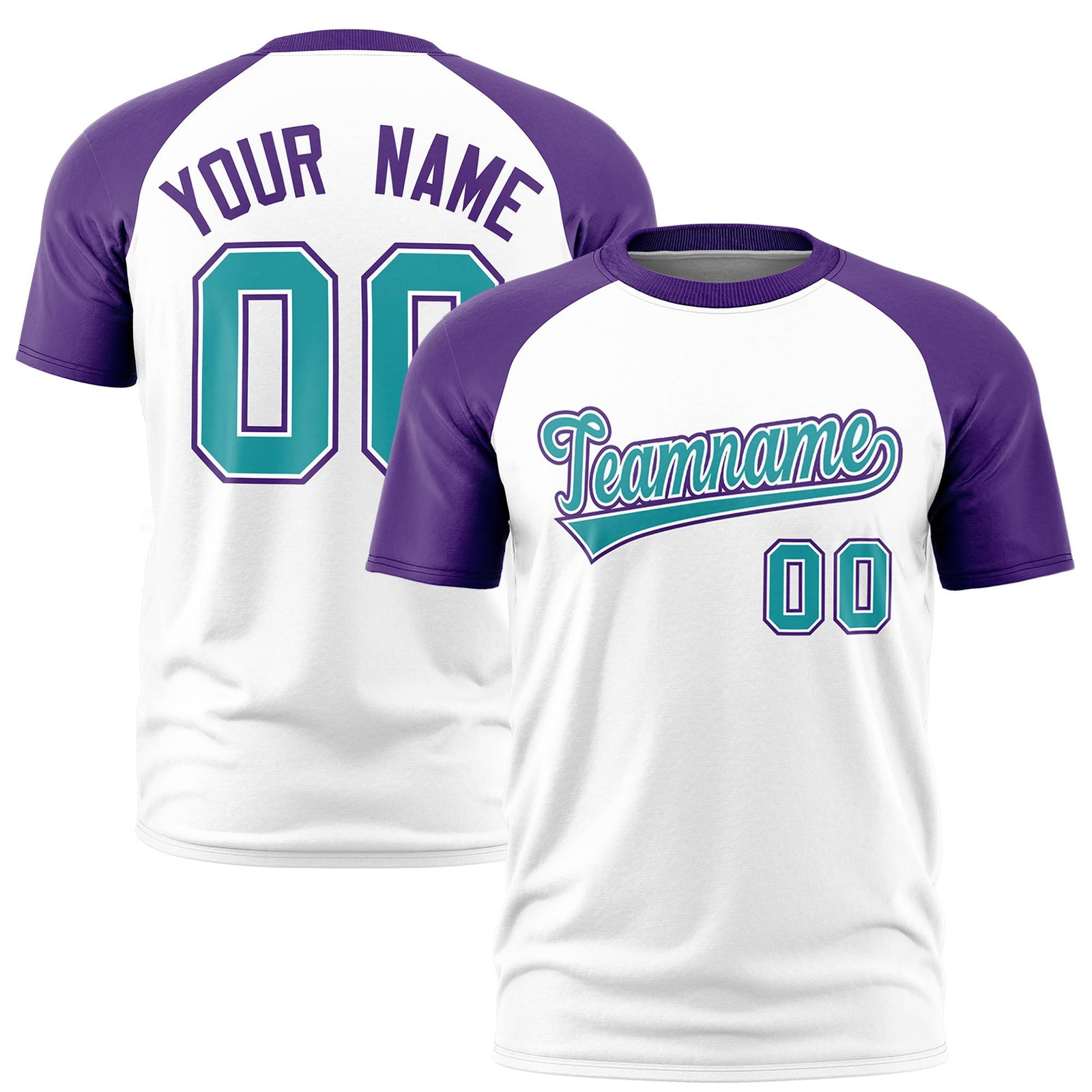 Custom White Purple Raglan Sleeves Performance T-Shirt