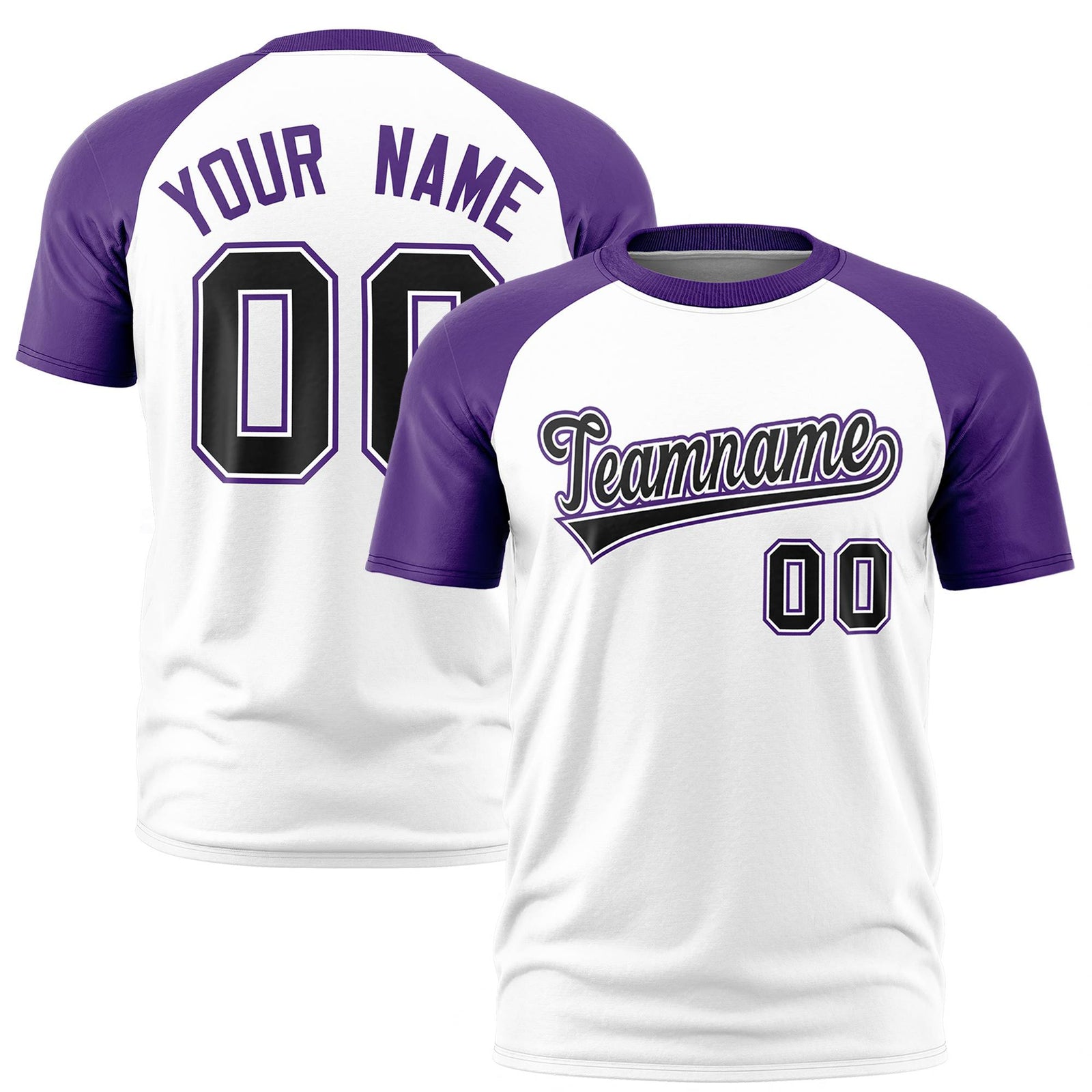 Custom White Purple Raglan Sleeves Performance T-Shirt