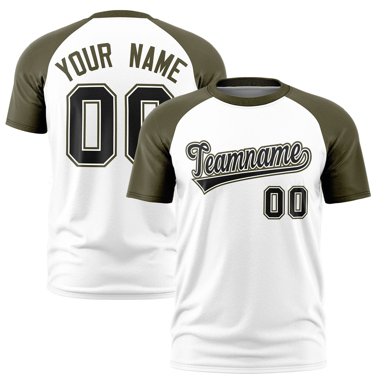 Custom White Olive Raglan Sleeves Performance T-Shirt