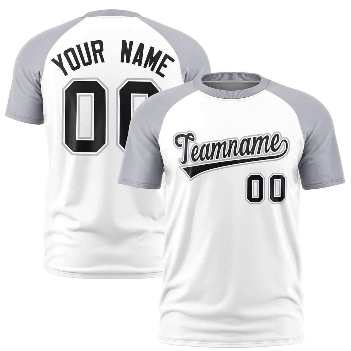 Custom White Gray Raglan Sleeves Performance T-Shirt