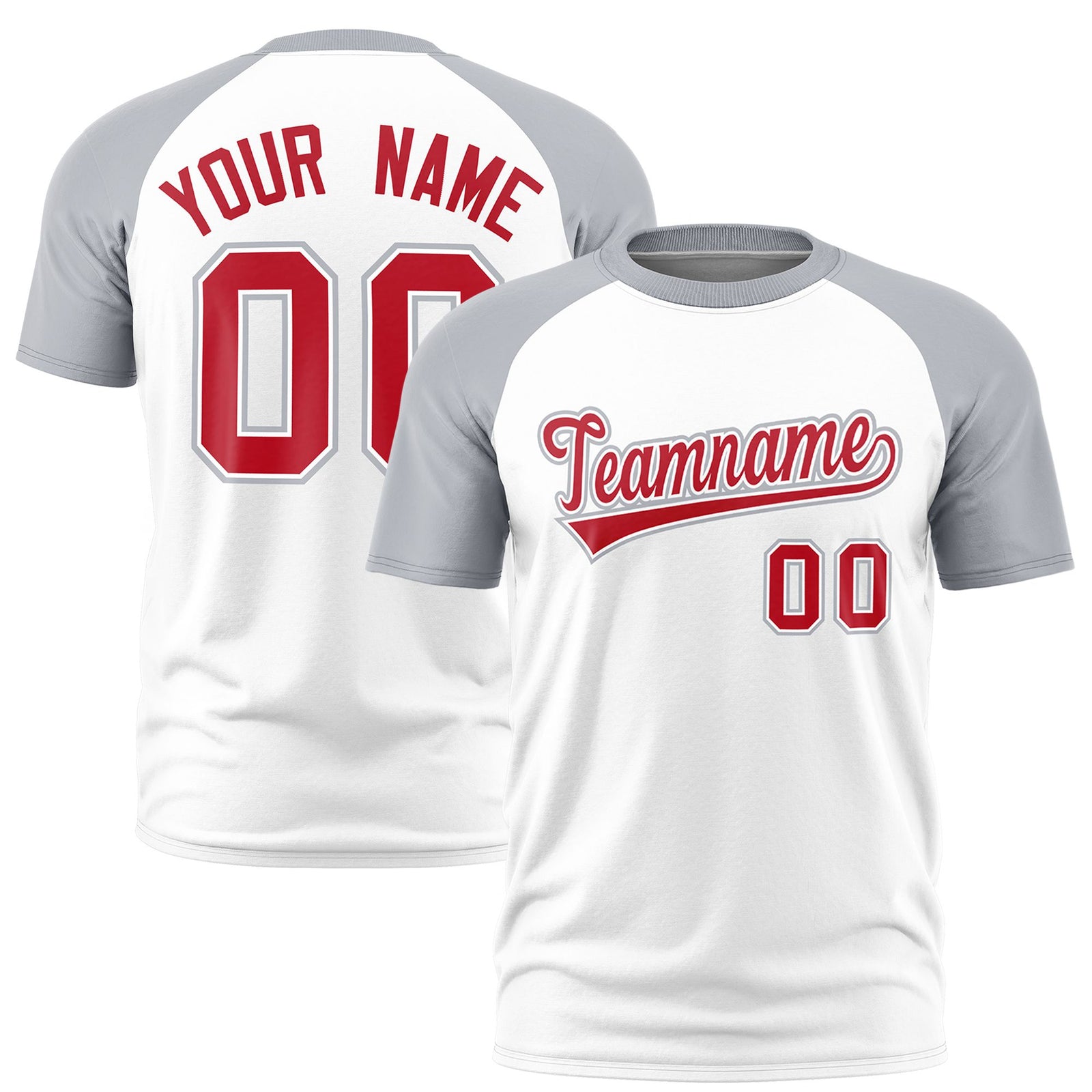 Custom White Gray Raglan Sleeves Performance T-Shirt