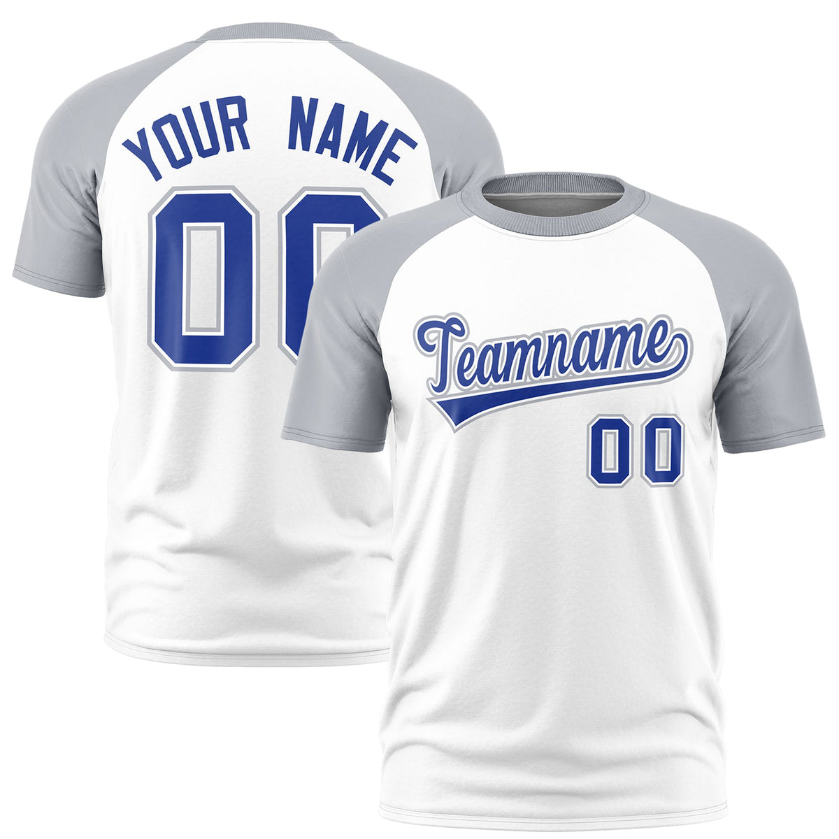 Custom White Gray Raglan Sleeves Performance T-Shirt