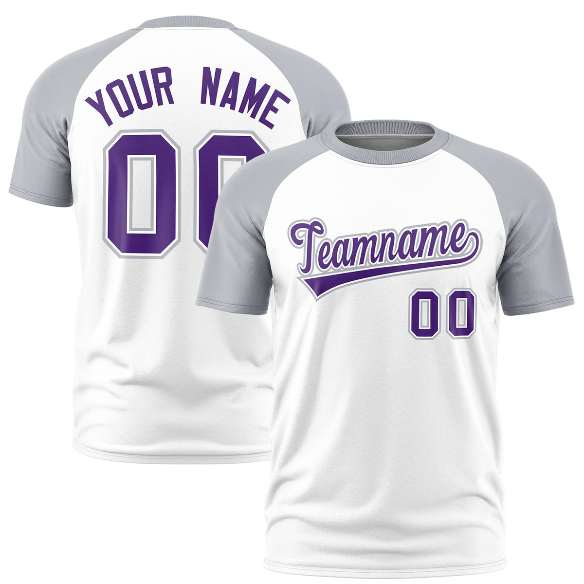 Custom White Gray Raglan Sleeves Performance T-Shirt