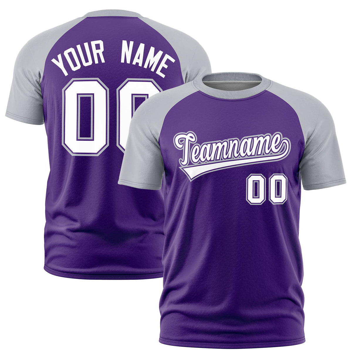 Custom Purple Gray Raglan Sleeves Performance T-Shirt