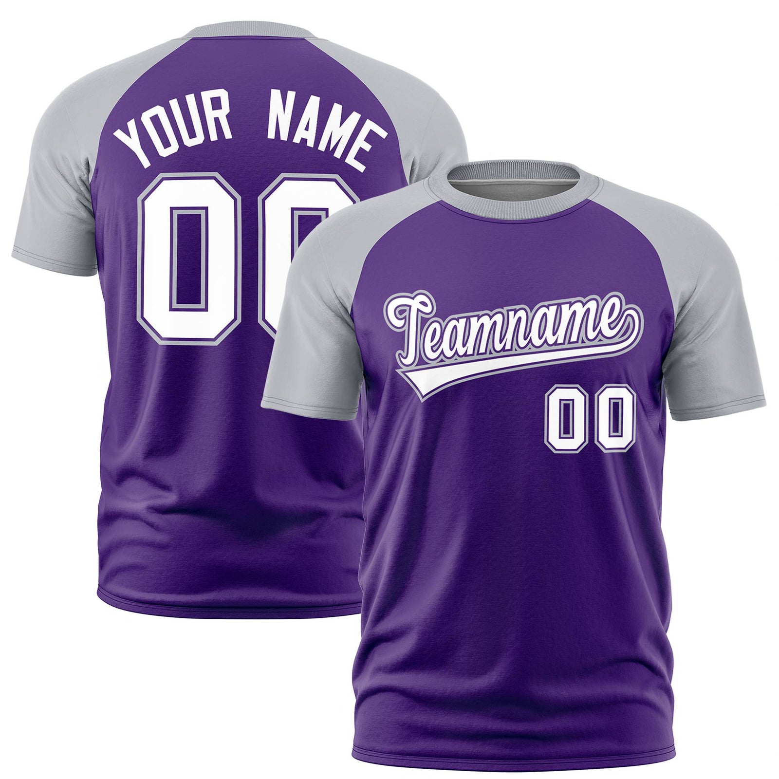 Custom Purple Gray Raglan Sleeves Performance T-Shirt
