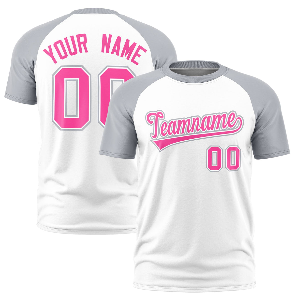 Custom White Gray Raglan Sleeves Performance T-Shirt