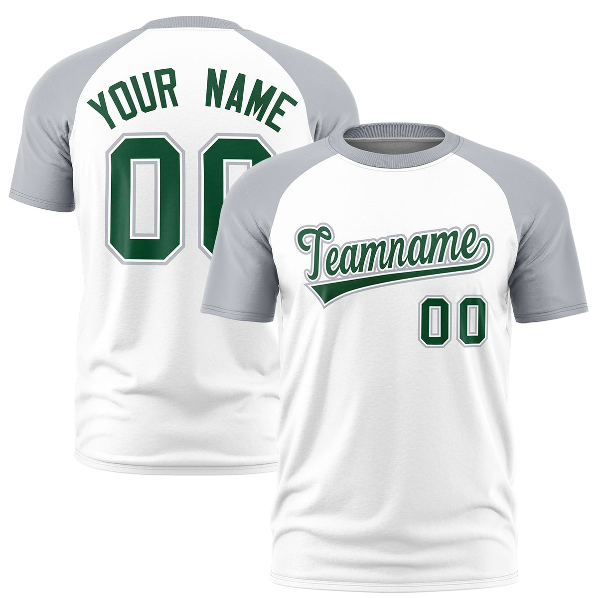 Custom White Gray Raglan Sleeves Performance T-Shirt