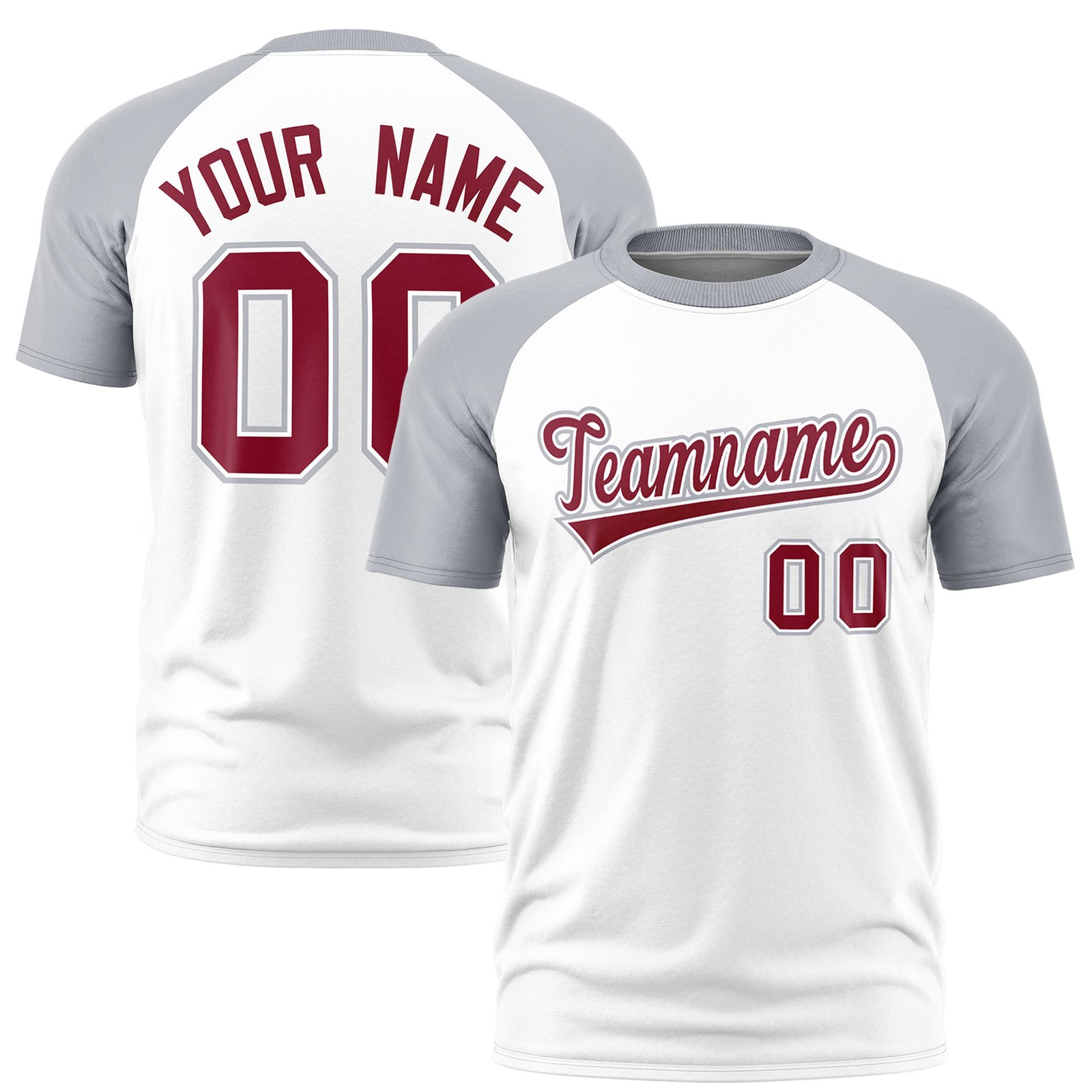 Custom White Gray Raglan Sleeves Performance T-Shirt