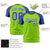 Custom Neon Green-Royal Blue Raglan Sleeves Performance T-Shirt